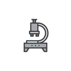 Microscope, research filled outline icon, line vector sign, linear colorful pictogram isolated on white. Laboratory equipment symbol, logo illustration. Pixel perfect vector graphics