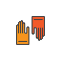 Protective rubber gloves filled outline icon, line vector sign, linear colorful pictogram isolated on white. Symbol, logo illustration. Pixel perfect vector graphics