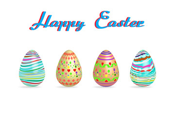 easter egg three pattern paint color on white background Vector Illustration with copy space add text