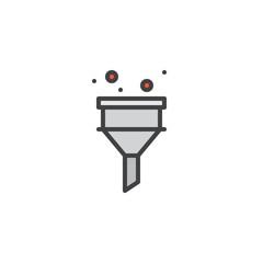 Funnel filter filled outline icon, line vector sign, linear colorful pictogram isolated on white. Filter for filtering fluid symbol, logo illustration. Pixel perfect vector graphics