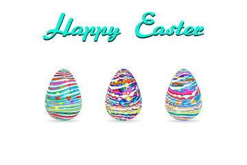 easter egg three pattern paint color on white background Vector Illustration with copy space add text