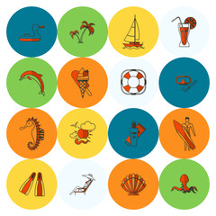 Summer and Beach Simple Flat Icons