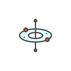 Atom round structure filled outline icon, line vector sign, linear colorful pictogram isolated on white. electron orbitals symbol, logo illustration. Pixel perfect vector graphics