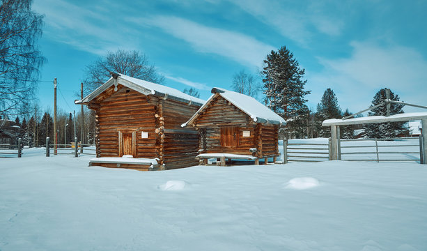 Russian Traditional wooden granary