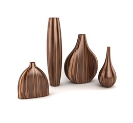 Wood Vases 3D Rendering