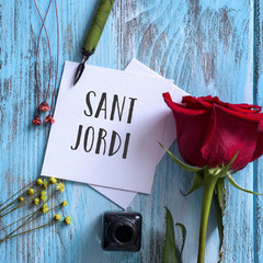 text Sant Jordi, Saint George Day in Catalan