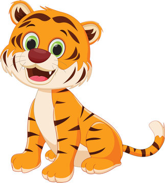 collection of cute tiger cartoon 