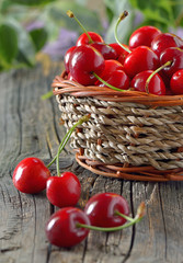 ripe cherries in a basket