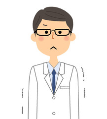 白衣の男性　悔しい