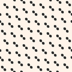 Vector minimalist seamless pattern with small ovate shapes in diagonal grid