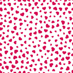 Red hearts pattern. Valentine's day seamless texture with small scattered hearts