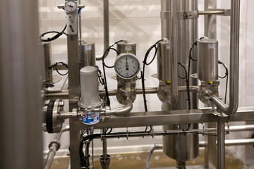 Pressure gauge (manometer) of white metal -  brewing equipment. 