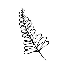 Vector outline illustration of flower. Black and white drawing of a plant. Isolated object of floral theme