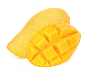 Yellow mango isolated on the white background