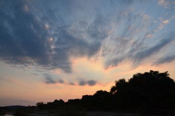 The African river sunset. Zambezi river, Zimbabwe