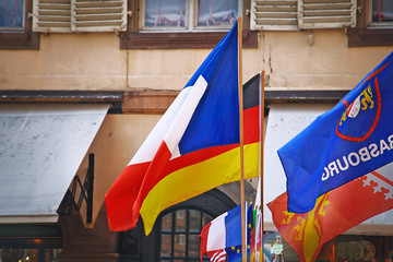 flags in Strasbourg in France