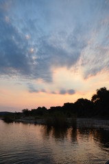 Fototapeta na wymiar The African river sunset. Zambezi river, Zimbabwe