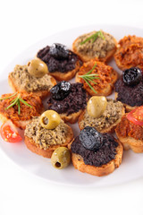 assorted canape with tapenade