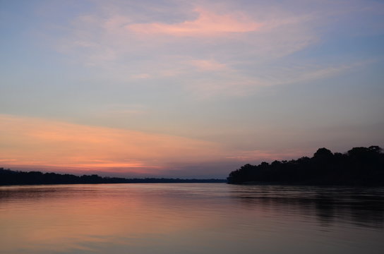 The African river sunset. Zambezi river, Zimbabwe