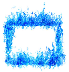bright blue flame frame isolated on white