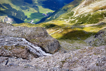 Mountain and glacier landscape in Tirol. Austria, region of Hintertux.
