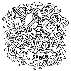 Cartoon vector doodles Space illustration