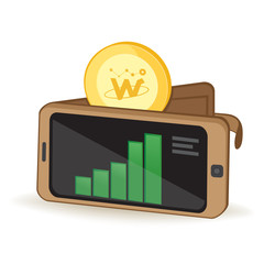 Walton Cryptocurrency Coin Digital Wallet Smartphone