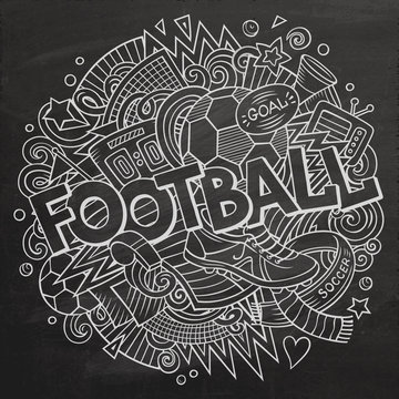 Cartoon cute doodles hand drawn Football illustration