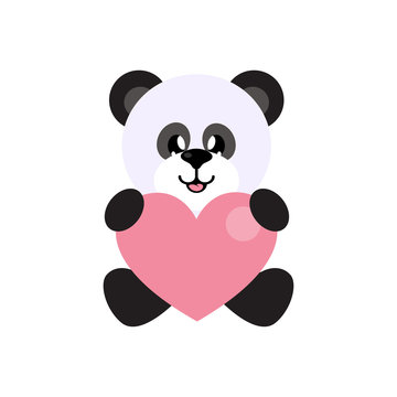 cartoon panda vector sitting with heart