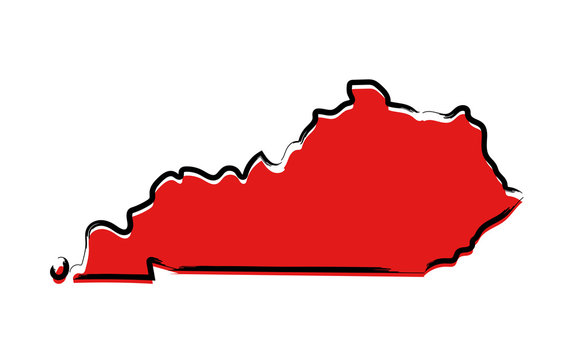 Stylized red sketch map of Kentucky