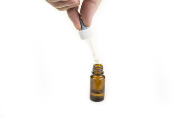 A bottle of nose drops for the cold treatment