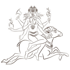 Hindu God Agni sitting on the sheep. Vector