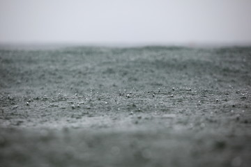 rain drops on the surface of the waves