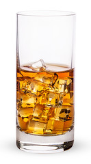 whiskey with ice in glass