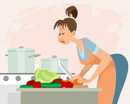 Woman preparing dinner