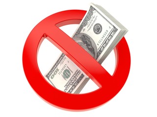 Money inside forbidden sign