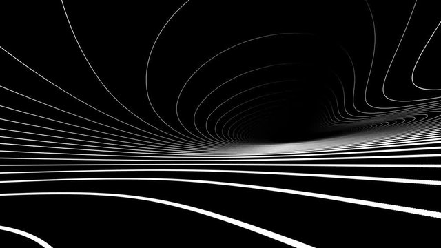 Black and white abstract wave lines animation.