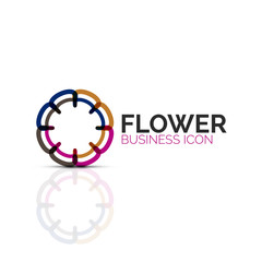 Abstract flower or star minimalistic linear icon, thin line geometric flat symbol for business icon design, abstract button or emblem