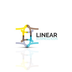 Abstract flower or star minimalistic linear icon, thin line geometric flat symbol for business icon design, abstract button or emblem