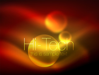 Blurred neon glowing circle, hi-tech modern bubble template, techno glowing glass round shapes or spheres. Geometric abstract background