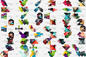 Obraz premium Mega collection of square and triangle banners made of pieces of paper - designs - stripes, ribbons, lines. For banners, business backgrounds, presentations