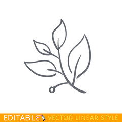 Laurel branch. Editable line sketch icon. Stock vector illustration.