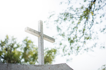 Cross on tomb in Chinese Christian cemetery