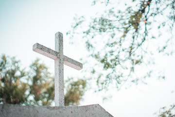 Cross on tomb in Chinese Christian cemetery