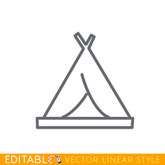 Tourist tent icon flat. Editable line sketch icon. Stock vector illustration.