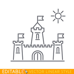Medieval knight citadel with fortified wall and towers icon. Doodle illustration of Medieval castle vector icon for web isolated on white background. Editable line sketch icon.