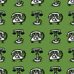 Retro vintage phones seamless pattern. Original design for print or digital media.