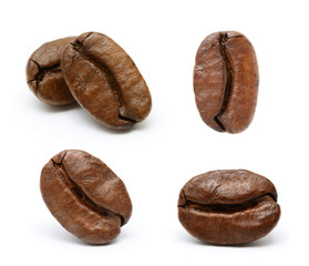 Coffee bean collection isolated on white background