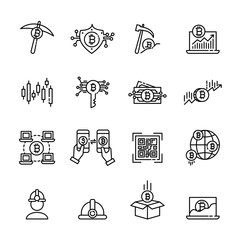 cryptocurrency thin line icon set 3, vector eps10
