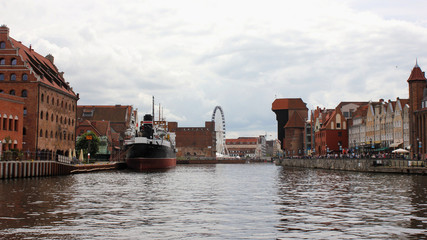 Naklejka premium View on Old City in Gdańsk, Poland from the Motława river